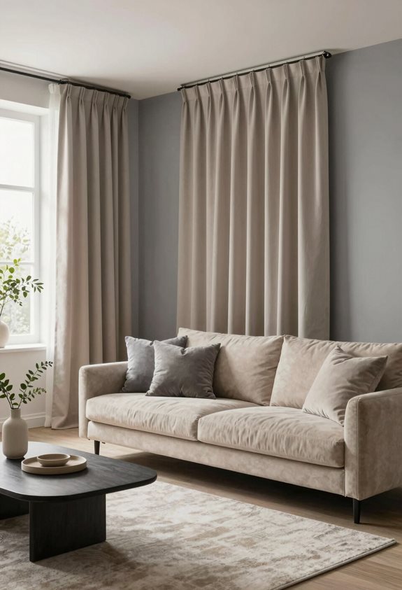 rideaux pour gris beige