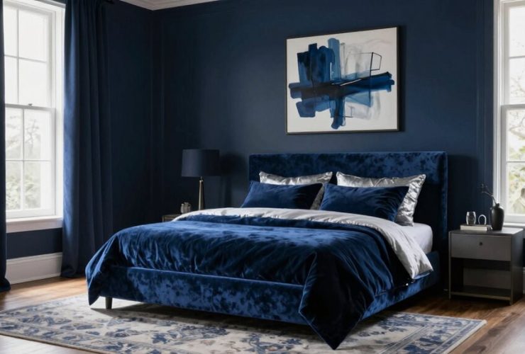 idées de chambre bleue foncée