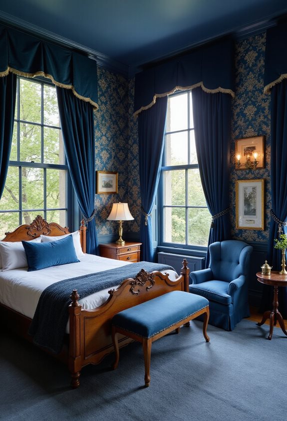 chambre élégante bleu foncé