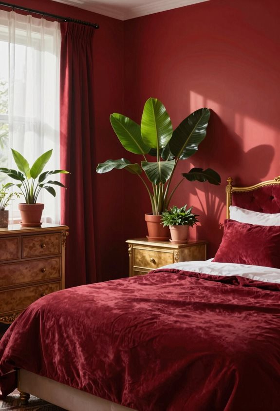 les plantes vertes équilibrent la décoration rouge