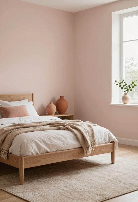 chambre minimaliste rose terreux