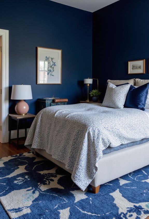 mélanger des motifs bleu foncé