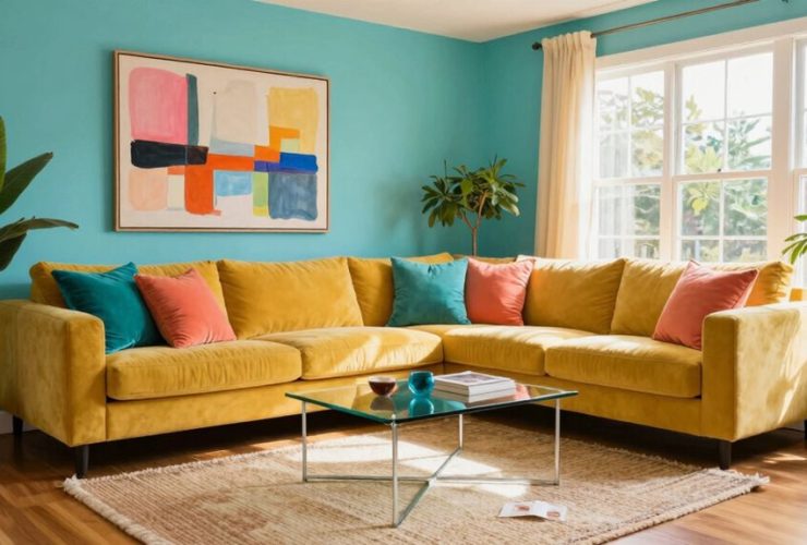 idées de salon moderne et coloré