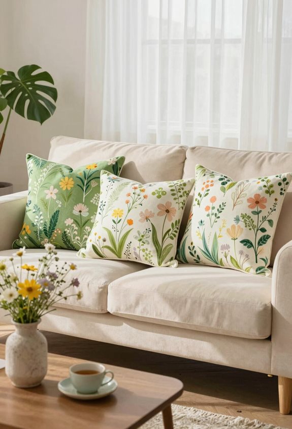 coussins inspirés de la nature