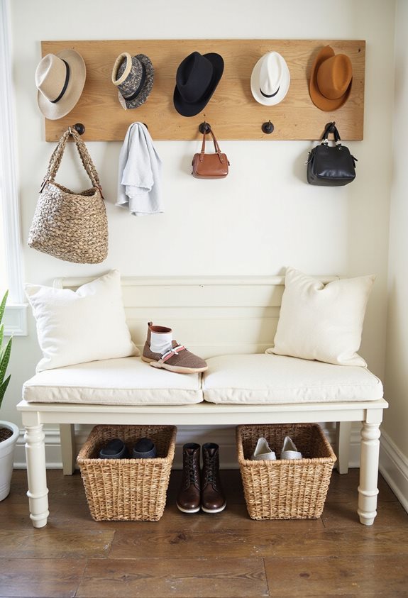 entrée organisée avec des paniers