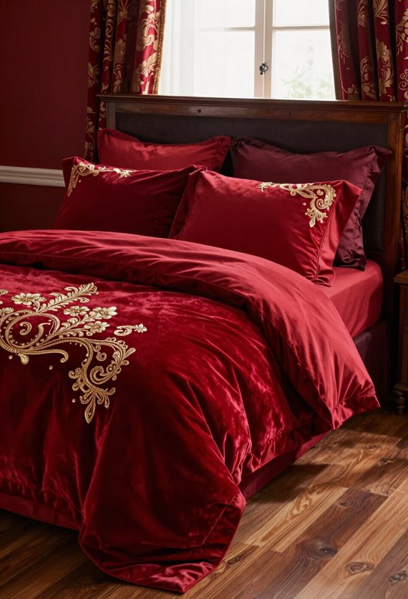 idées de literie d'accent rouge