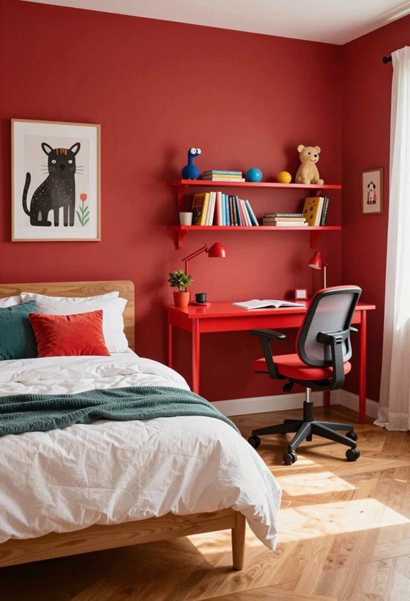 accents rouges pour les chambres d'enfants