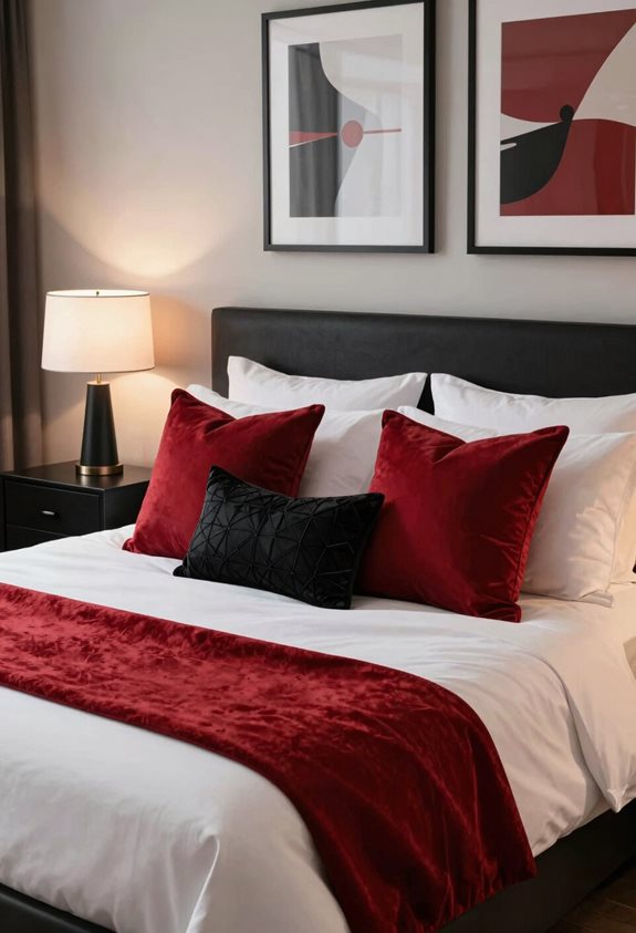 coussins rouges et noirs