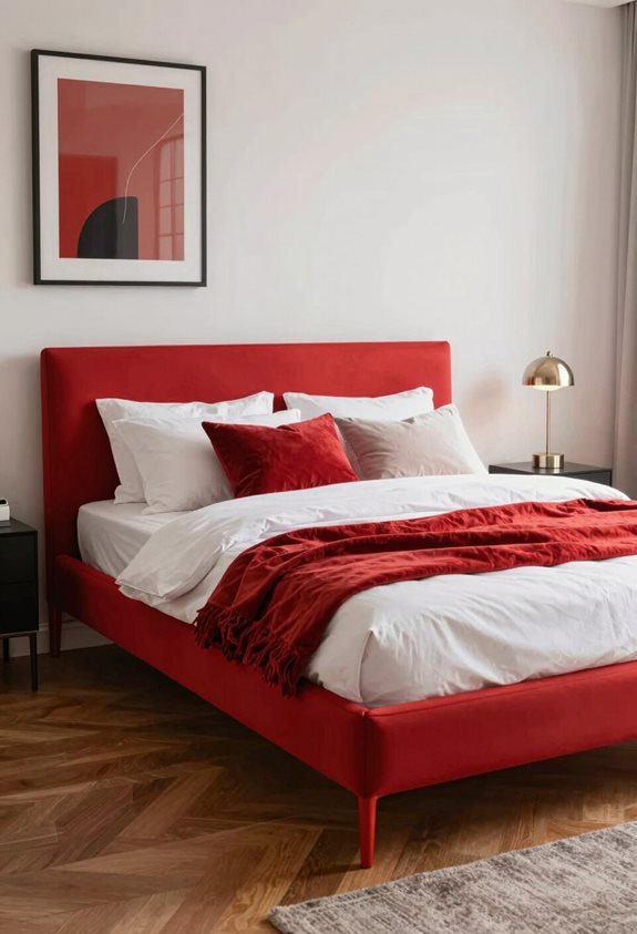 cadre de lit contemporain rouge