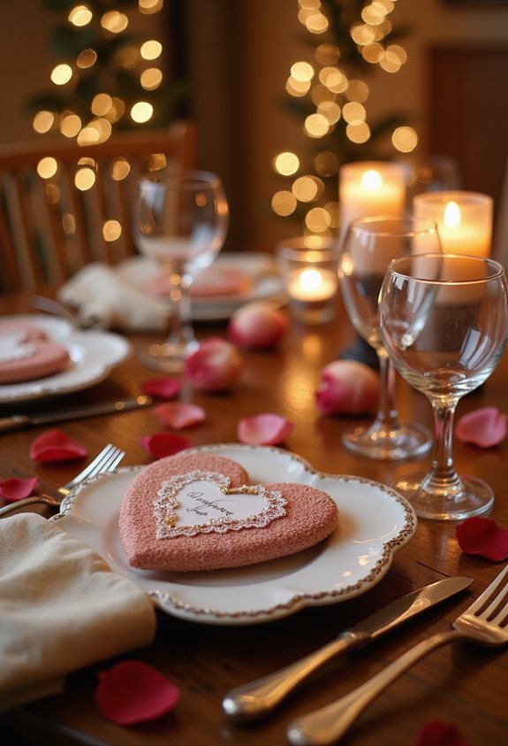 des cartes de place romantiques élèvent le dîner