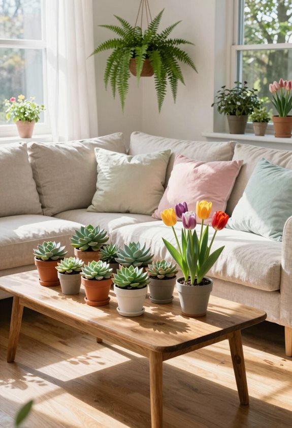 les plantes saisonnières illuminent les espaces