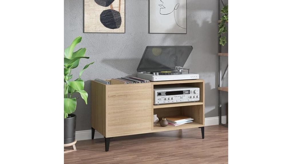stand de tourne-disque en chêne de Sonoma