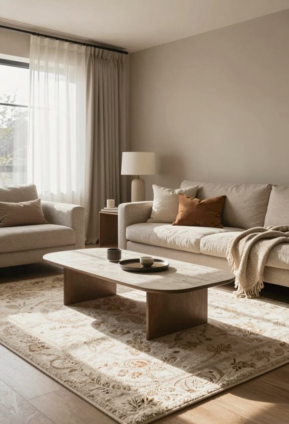 les couleurs chaudes rehaussent le taupe