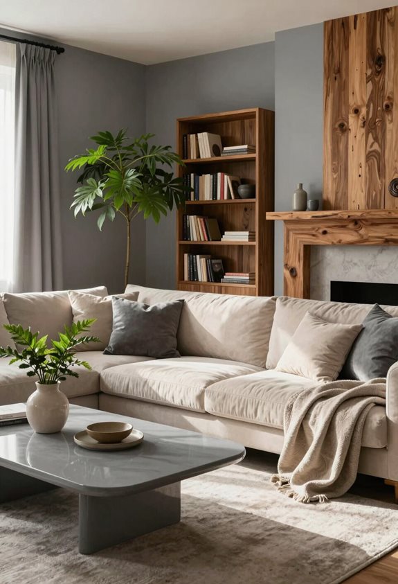 bois chaud et tons neutres