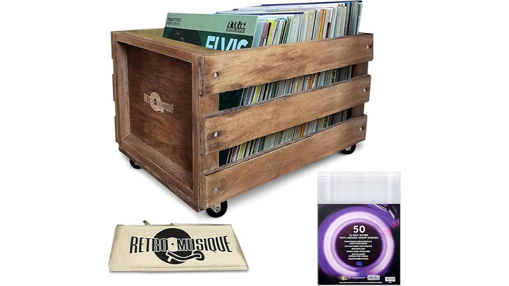 boîte de rangement en bois sur roues