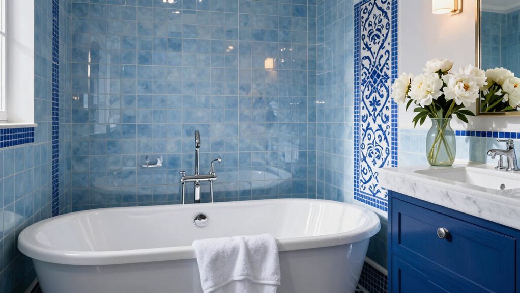 salles de bains bleues et blanches