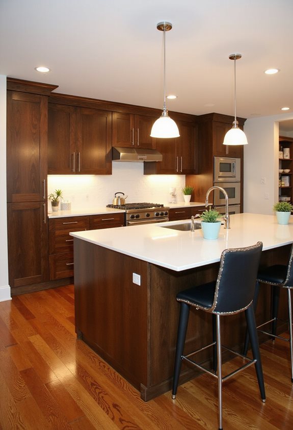 budgétisation pour la rénovation de cuisine en noyer