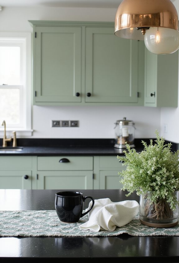 textiles de cuisine noir sage chic