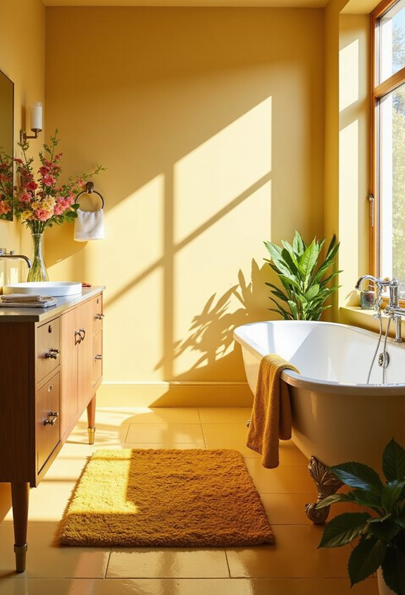 tapis de bain jaunes confortables