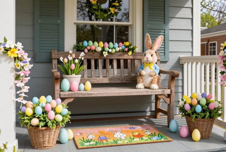 idées de décoration de porche pour Pâques