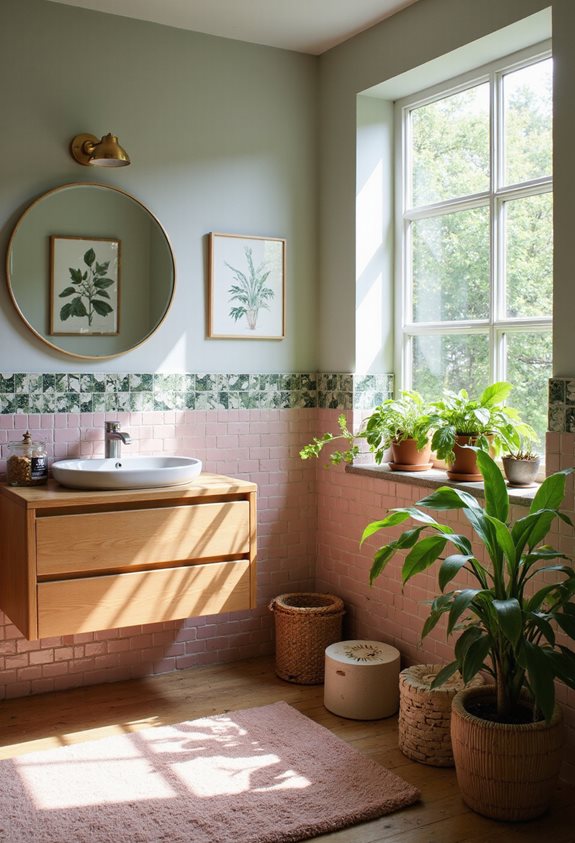 design éco-responsable rose et vert