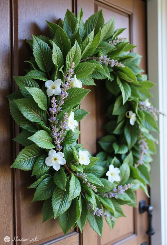 couronnes de porte en verdure élégante