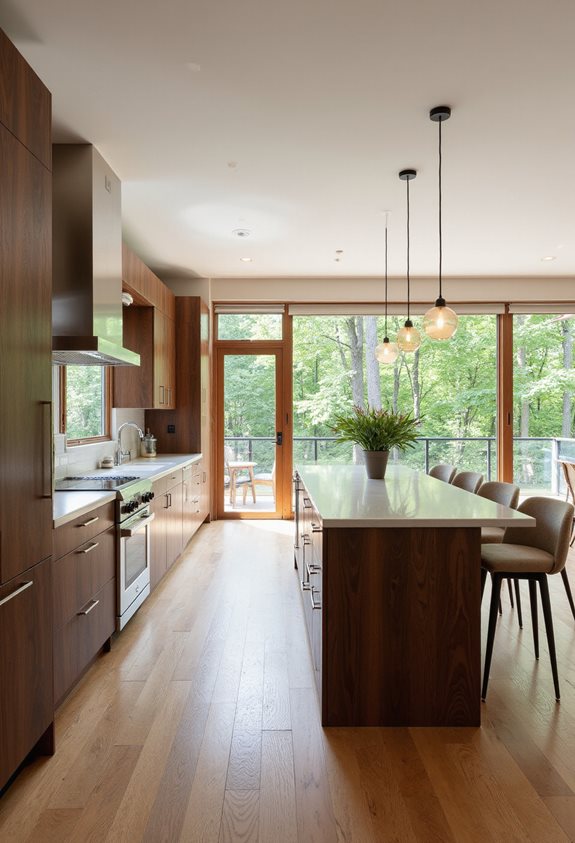 cuisine ouverte en noyer élégant