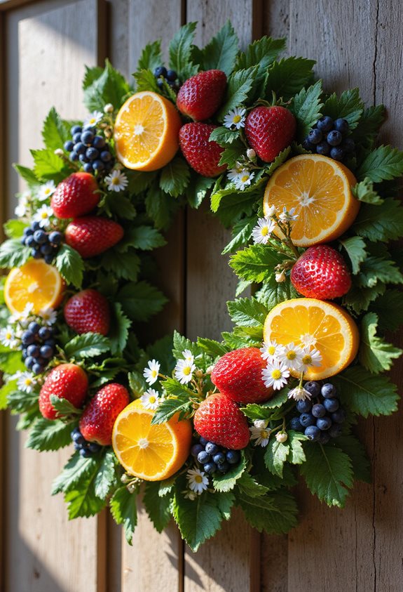 couronne décorative de fruits frais