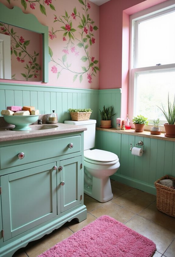 décor de salle de bain fait main peint à la main