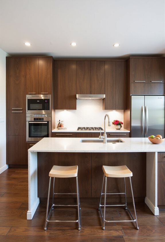 appareils modernes armoires en noyer