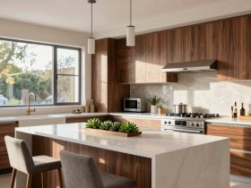 design de cuisine en noyer moderne