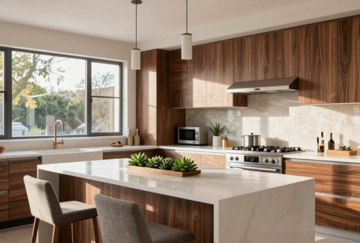 design de cuisine en noyer moderne