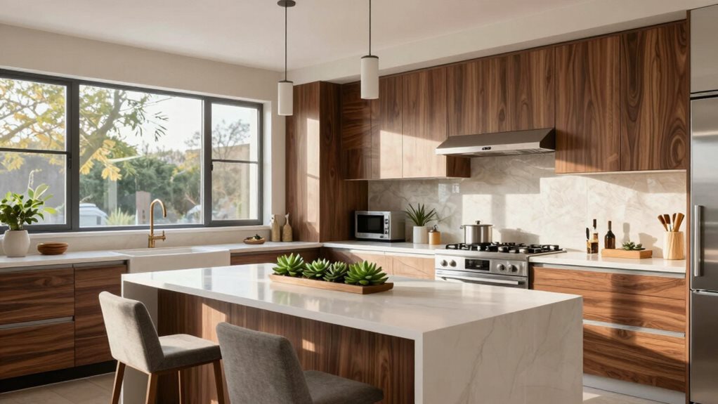 design de cuisine en noyer moderne