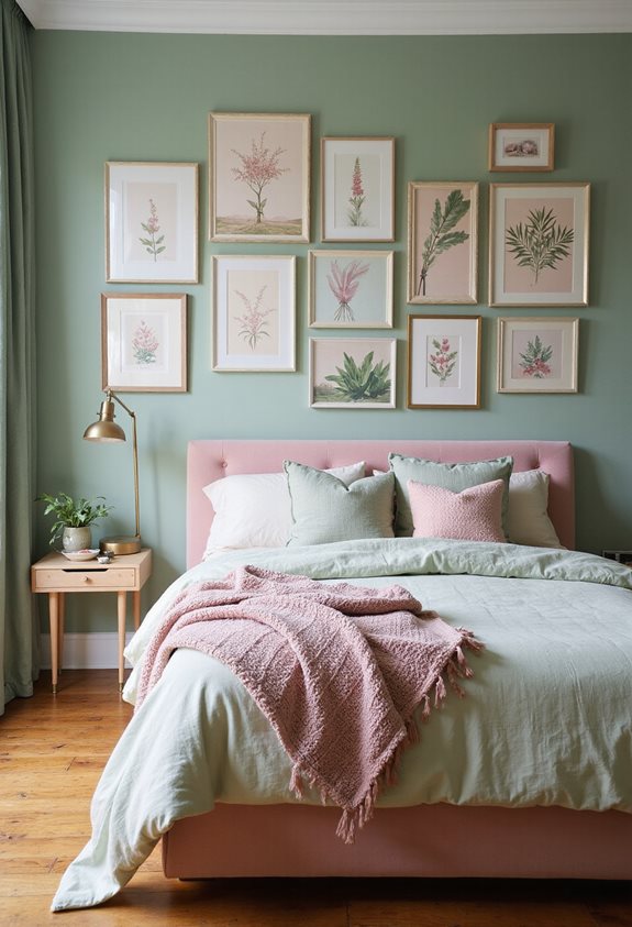 mur de galerie rose et vert