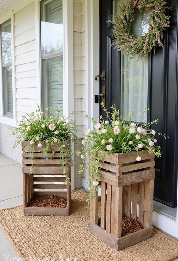 supports de plantes en bois rustique