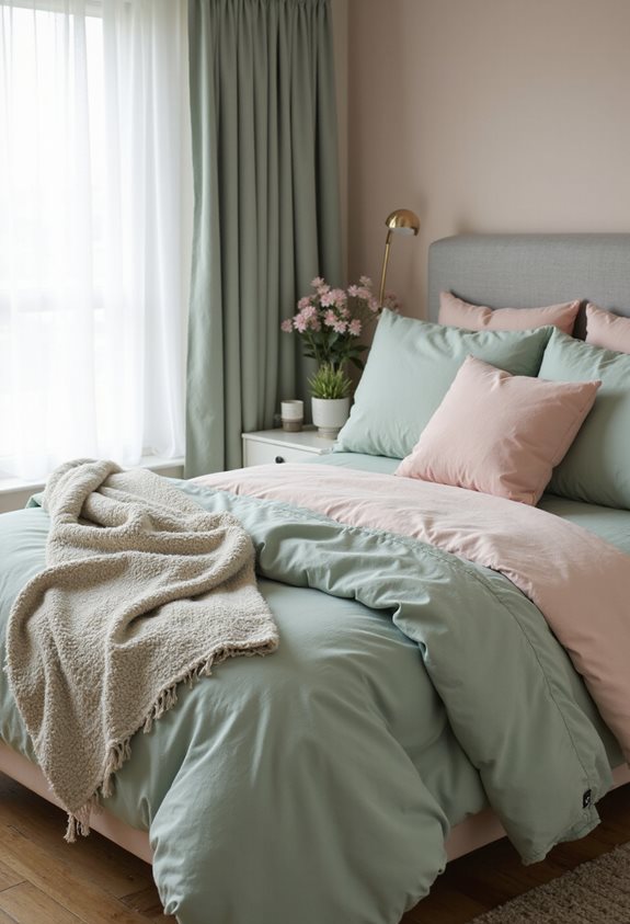 literie sauge et rose