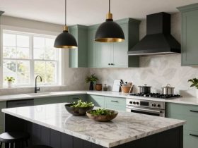 cuisine vert sauge et noire