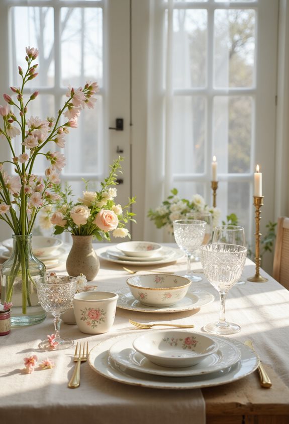 décor de table en pastel doux