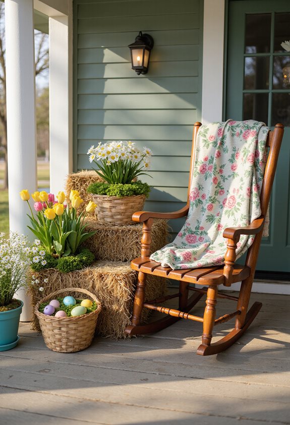 porche de printemps avec des fleurs