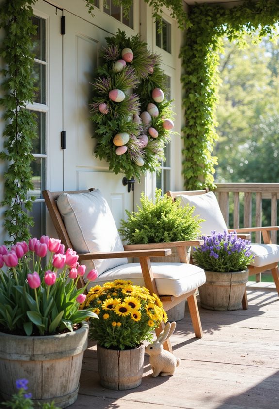 affichage de fleurs en pot de printemps