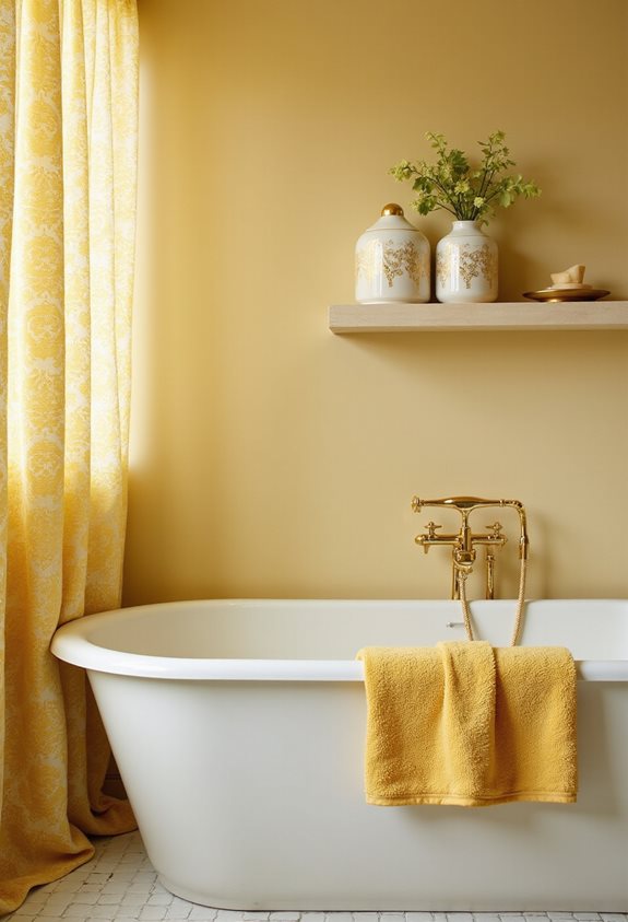 accessoires de salle de bain jaunes subtils