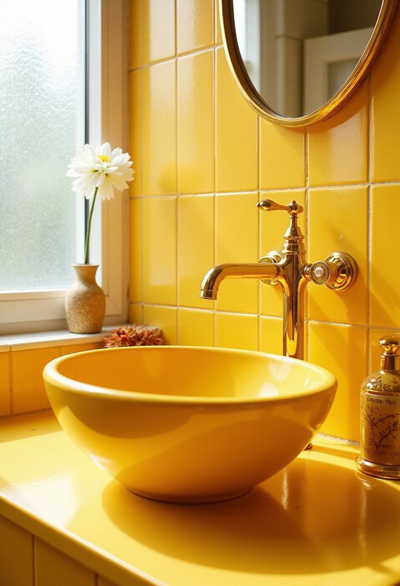 appareils de salle de bain jaunes ensoleillés