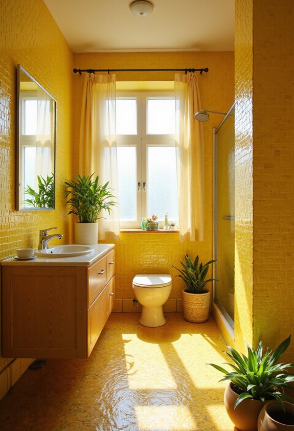 design de salle de bain jaune durable