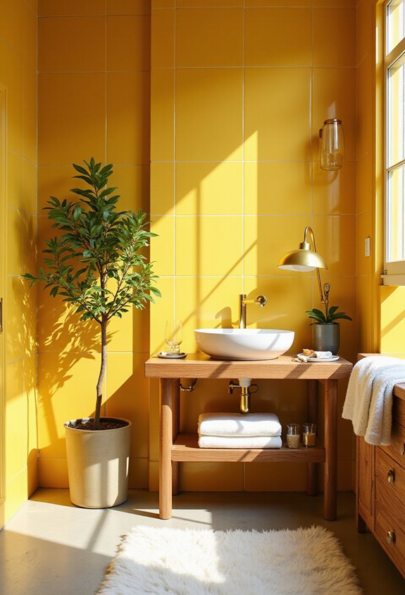 rafraîchissement de salle de bain jaune tendance