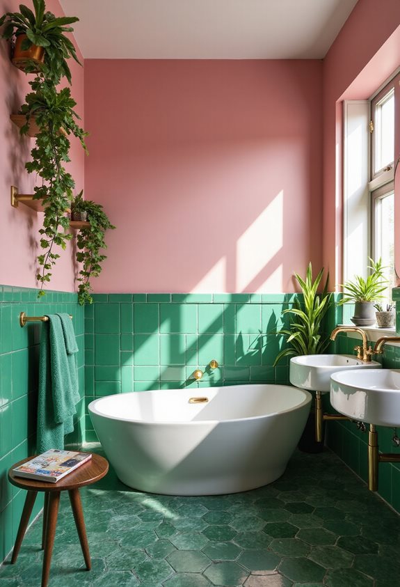 accents roses et verts vibrants