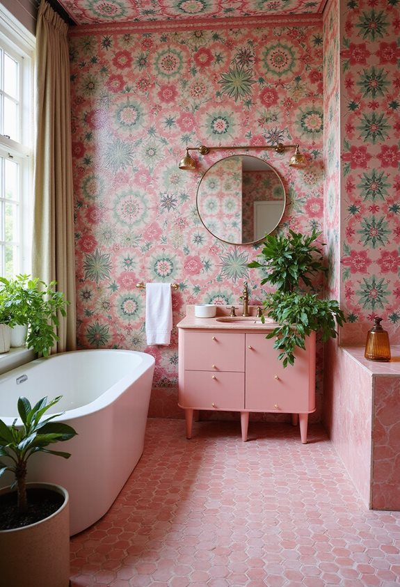 carreaux roses et verts vibrants