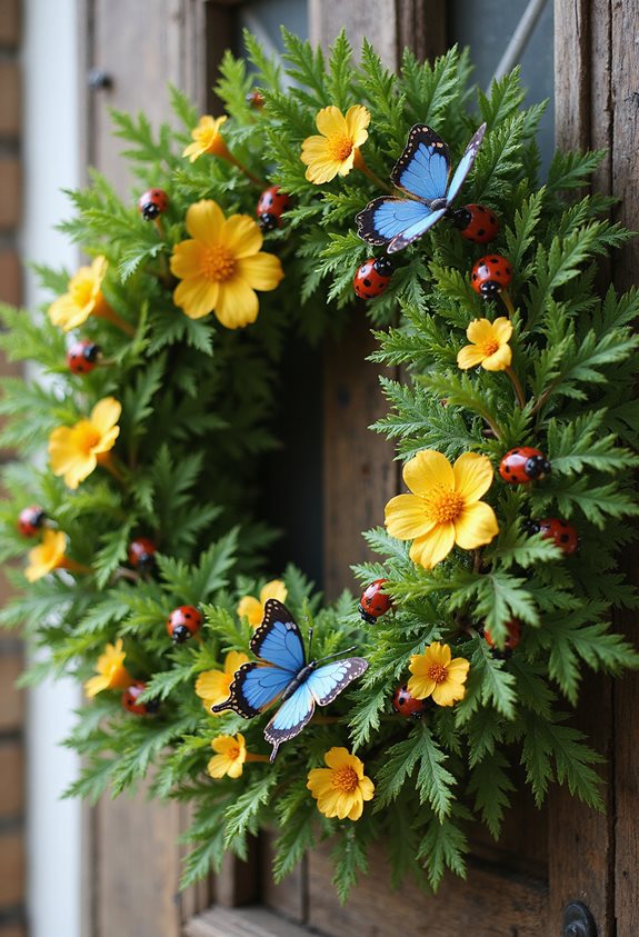 papillons fantaisistes et coccinelles