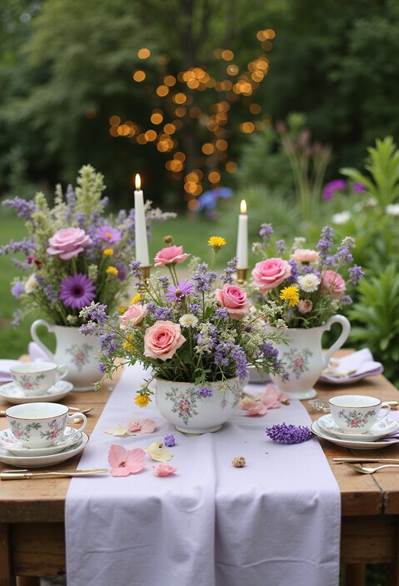 arrangements floraux fantaisistes thé