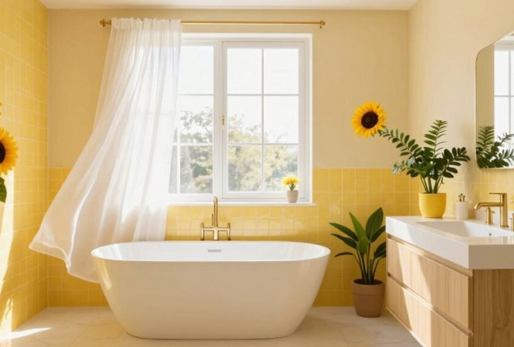 idées de salle de bain jaune 2026
