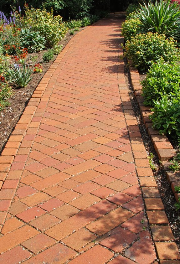 allées de jardin rustiques bordées de briques